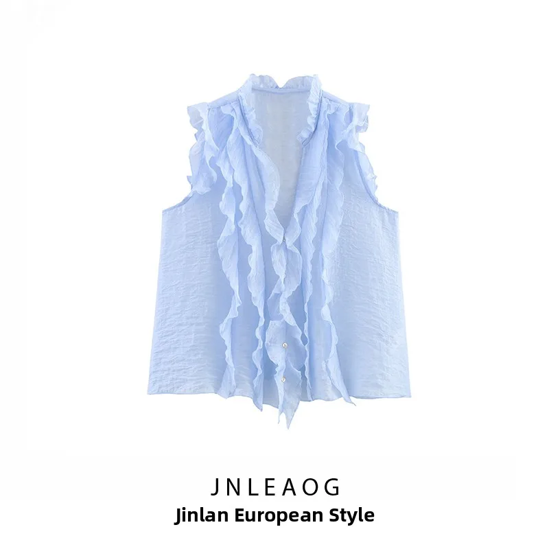 

Women's Loose Fit Polyester irt V-Ne Svel Thin Breathable Skin-Friendly Autumn New Sle Layered Decorative Drapey Top