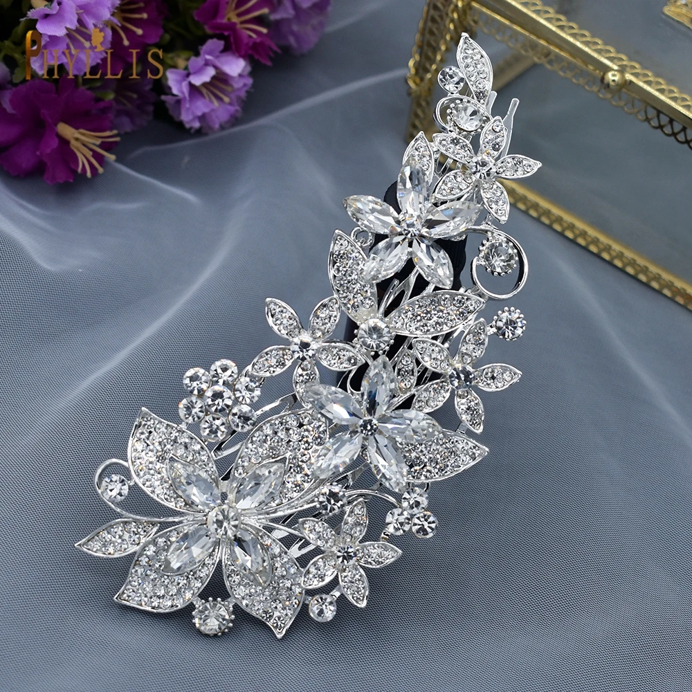 A409 Luxury Wedding Comb Rhinestone Headwear Bride Hair Jewelry Vintage Bridesmaid Hair Clips Bridal Tiara Women Headpieces