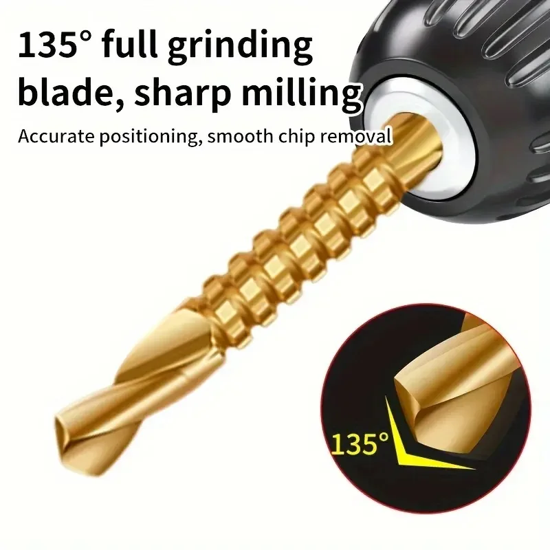 3-8mm HSS Twist Drill Bits Set of Serrated Hexagonal Handle Drill Bit Set Wooden Board Expansion Groove Serrated Alloy Bits