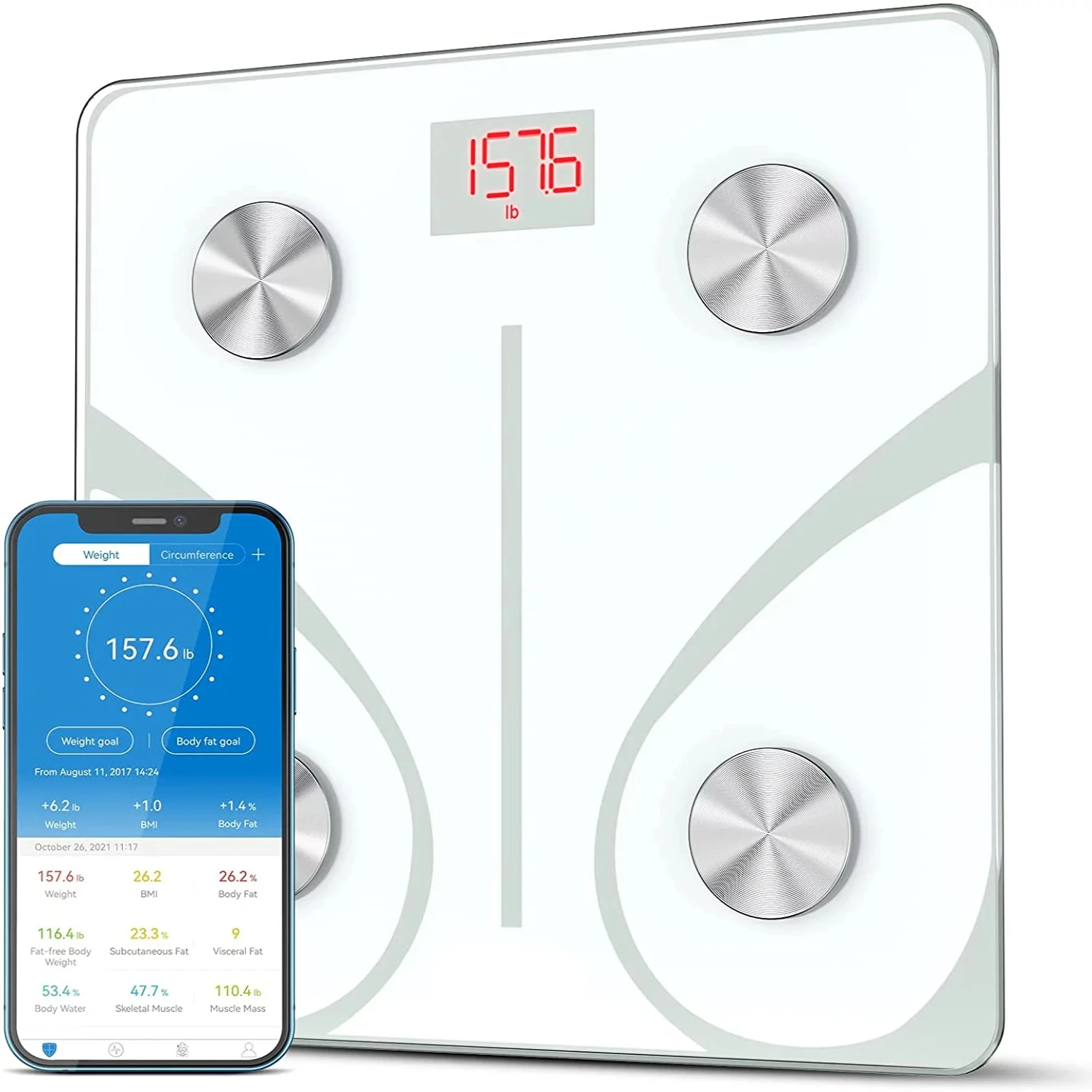 

Digital Body Weight Scale, Bluetooth Smart Scales for Weight, 400 lbs, White Hanging scale Luggage scale Reloading Scale