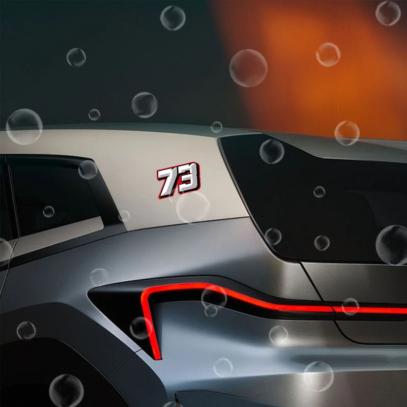 1PC Red White Gray Number 73 Self-Adhesive Sticker Car Motorcycle Laptop Custom Decal