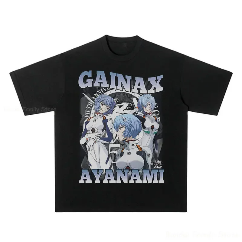 EVANGELION Ayanami Rei T Shirt Summer Harajuku Short Sleeve Shirt Anime Men Hip Hop Oversized Top Women Streetwear Tshirt Clothe