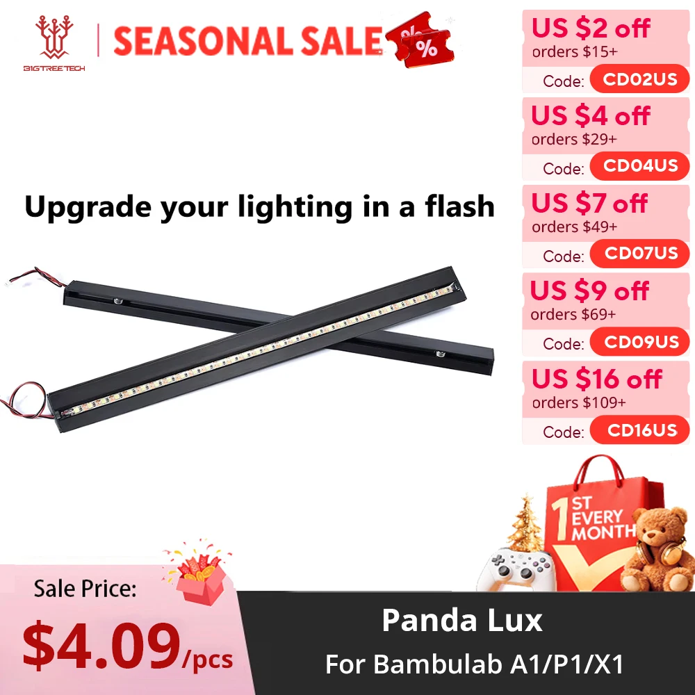 

BIGTREETECH Panda Lux LED Light Bar Upgrade Kit for Bambulab P1/X1 A1 High Brightness Lighting Magnetic Install 3D printer Parts