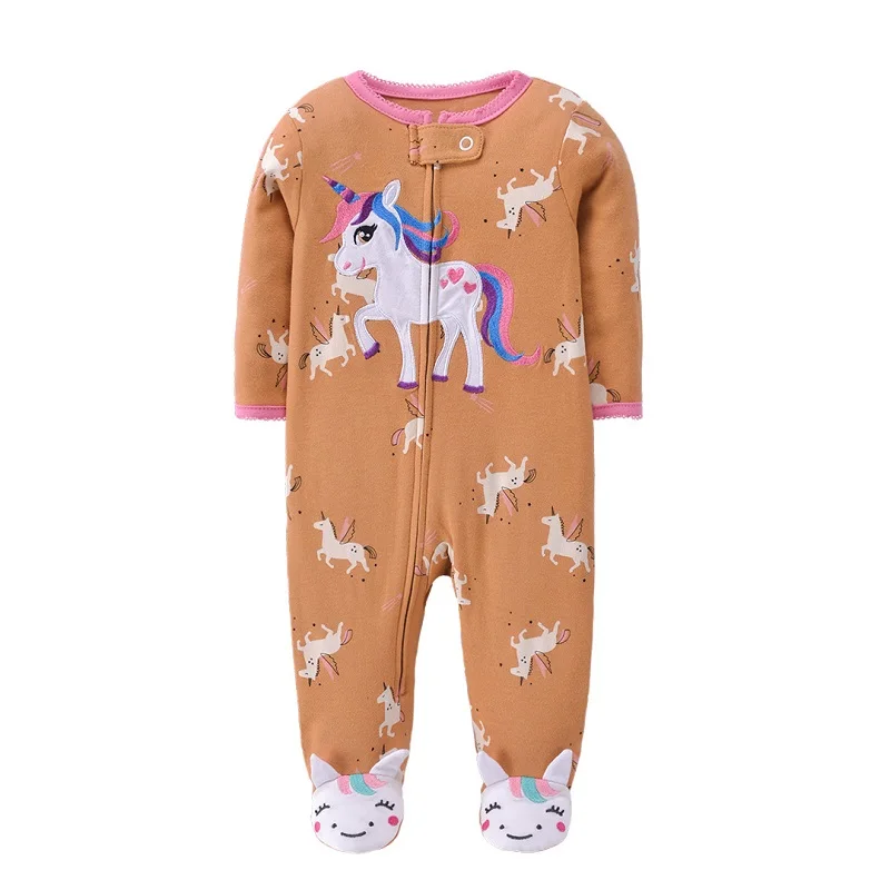 Newborn Infant Baby Boys Romper Spring Autumn Long-Sleeve Cotton Cute Animal Pattern Jumpsuit Toddler Girls Clothes Baby Pajamas