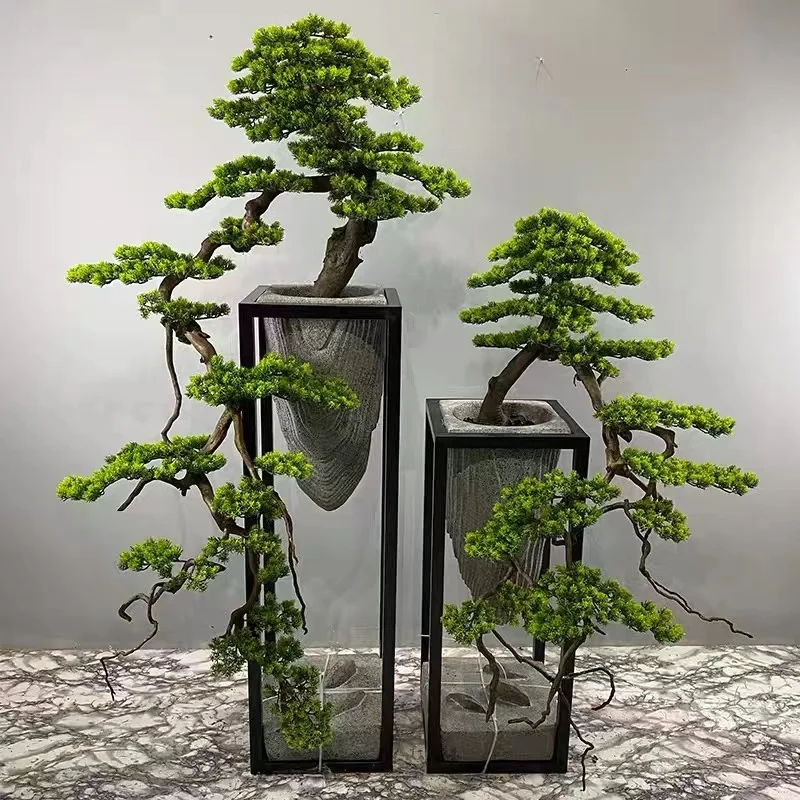 Welcome Pine Floor Ornaments Imitative Tree Pine Living Room Entrance Flower Stand Bonsai Greenery Decoration Green Plant