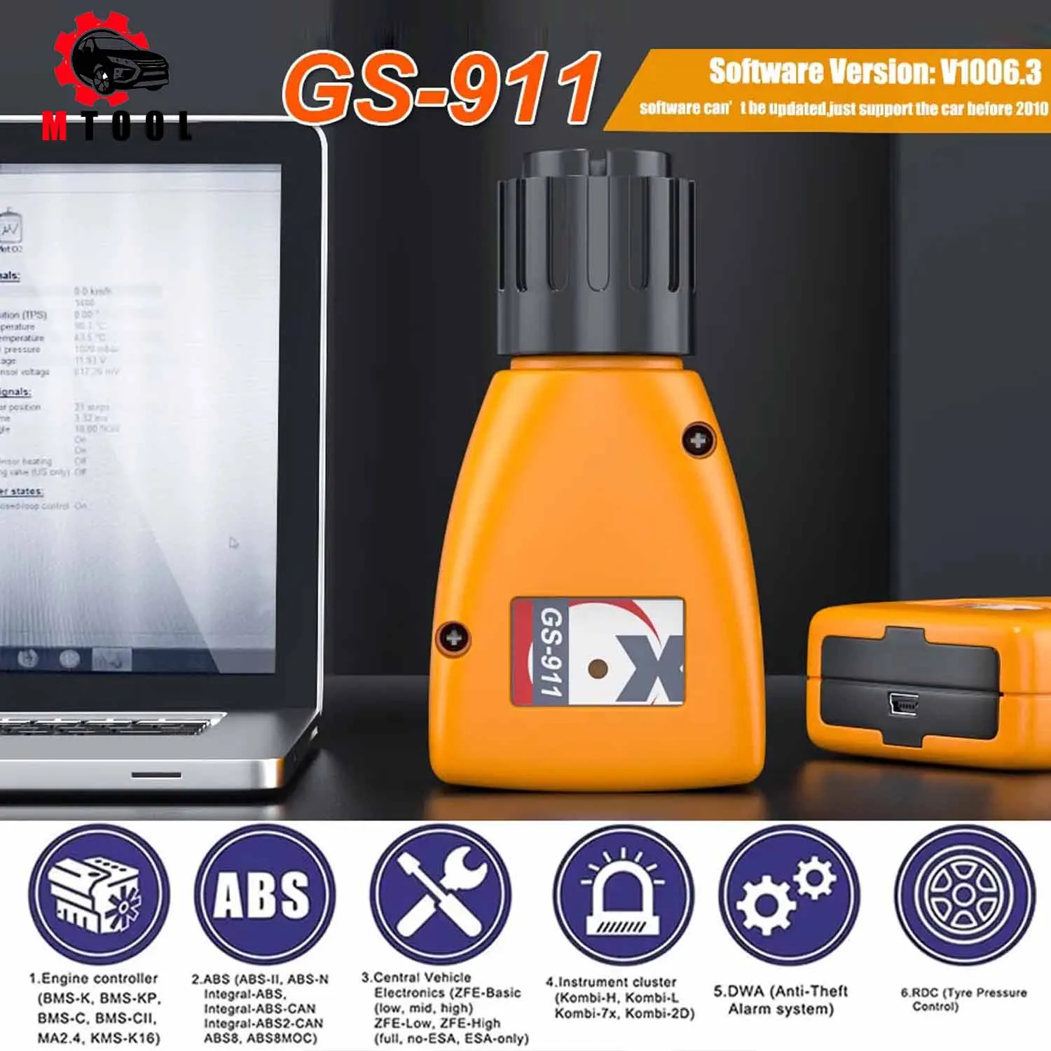 V1006.3 GS-911 GS911 Emergency Diagnostic Tool For BMW Motorcycles Year Before 2010 Diagnotics Tool Read Clear Fault Code Scanne