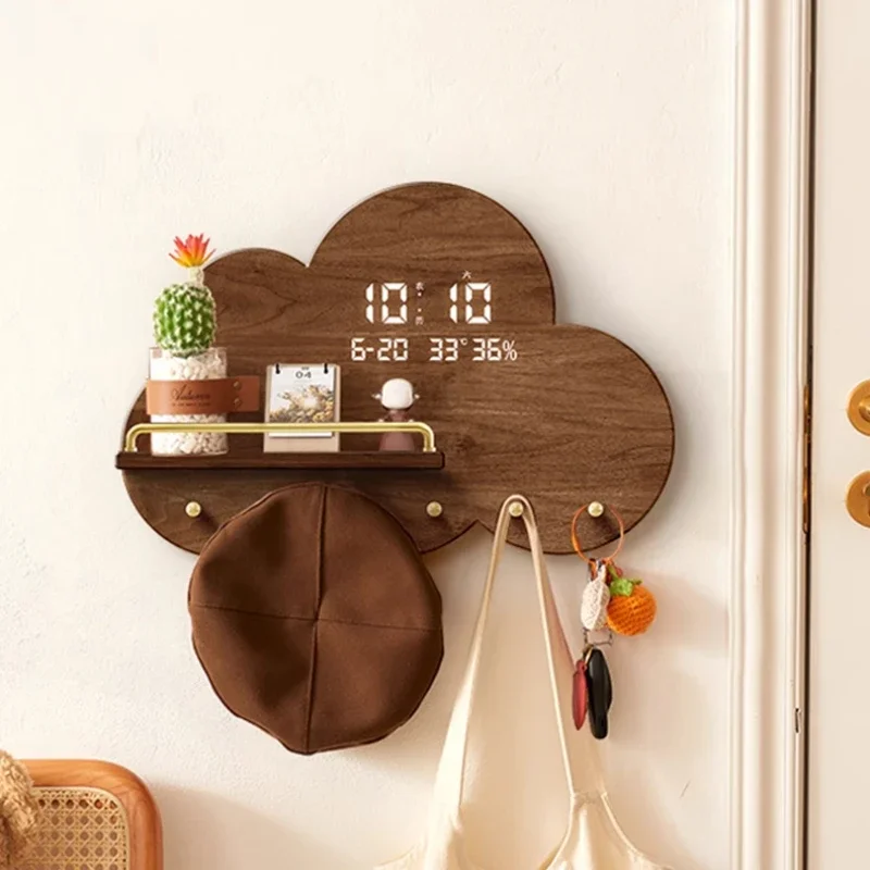 

Creative Cloud Perpetual Calendar Electronic Clock Wall Decoration Retro Living Room Storage Rack Home Decor Porch Clothes Hook