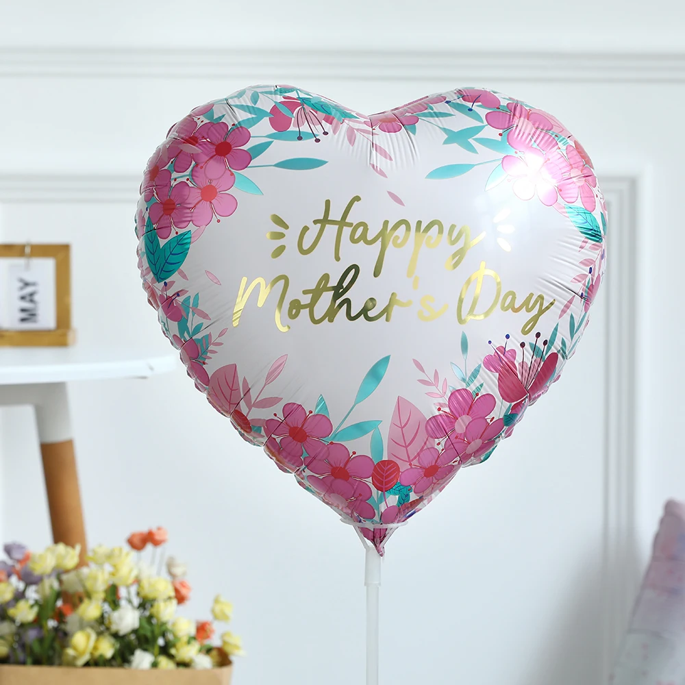 1Pc Mom Happy Mother's Day Balloons Heart Helium Foil Globals Breast Balloons Mother's Day Party Decoration Best Mom Ever