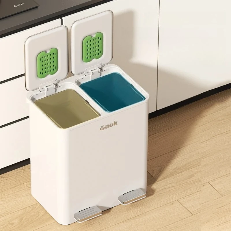 

‌ Мусорный бак с ножной педалью из нержавеющей стали — современный роскошный сухой/влажный бак для кухни и гостиной с крышкой