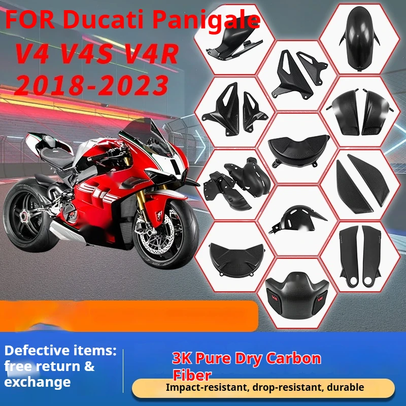 For DUCATI V4 Sport Bike Carbon Fiber Fairing Winglet Fender Frame Heat Shield Carenado Alerones para moto
