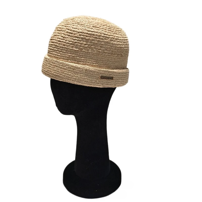 Luxuriöse Natürliche Stroh-Baskenmütze für Herren und Damen, Handgewebter Sonnenhut, Runde Strandkappe, Kirchenhut, Derby-Hut, Pillbox-Mütze, Boinas – Detail 6