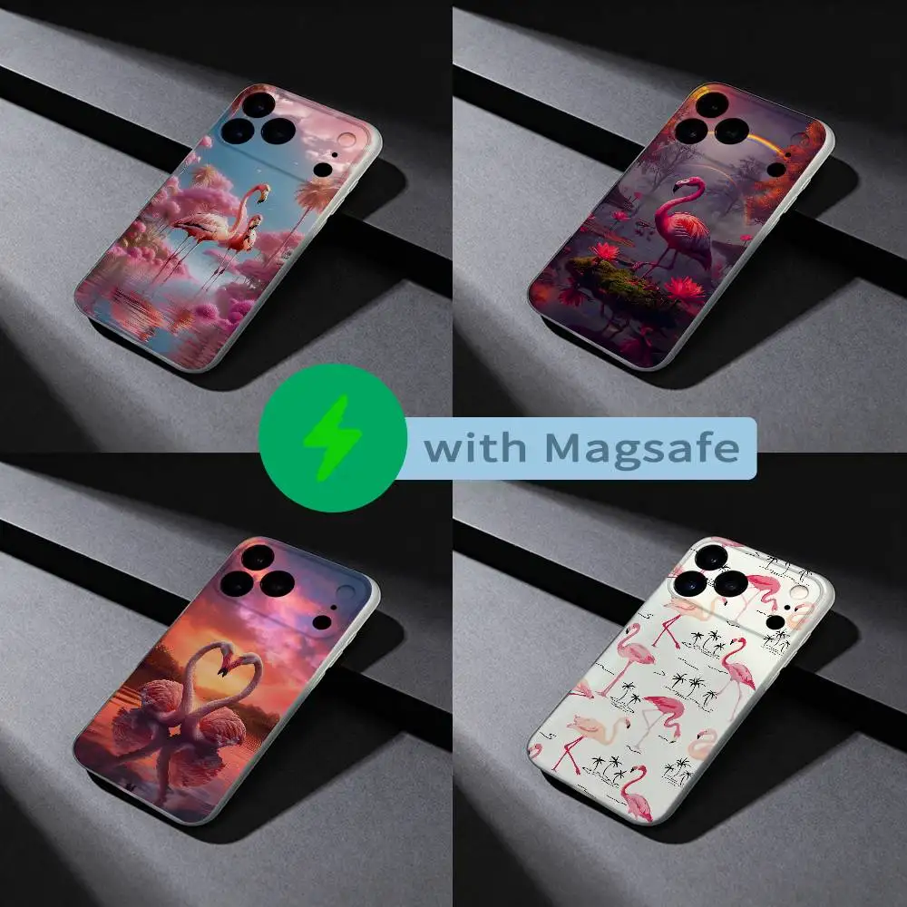 

Flamingos Pink Wildlife Phone Case For iPhone 17,16,15,14,13,12,X,XS,Pro,Max,Plus,E,Air,Mini with Magsafe Magnetic Frosted Clear