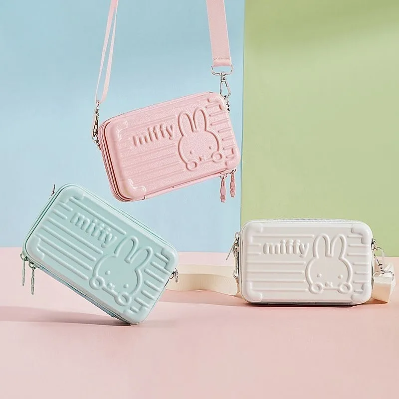 

New Kawaii Miffy Bag Makeup Large Capacity Crossbody Bag Fresh and Versatile Macaron Mini Box Travel Shoulder Bag
