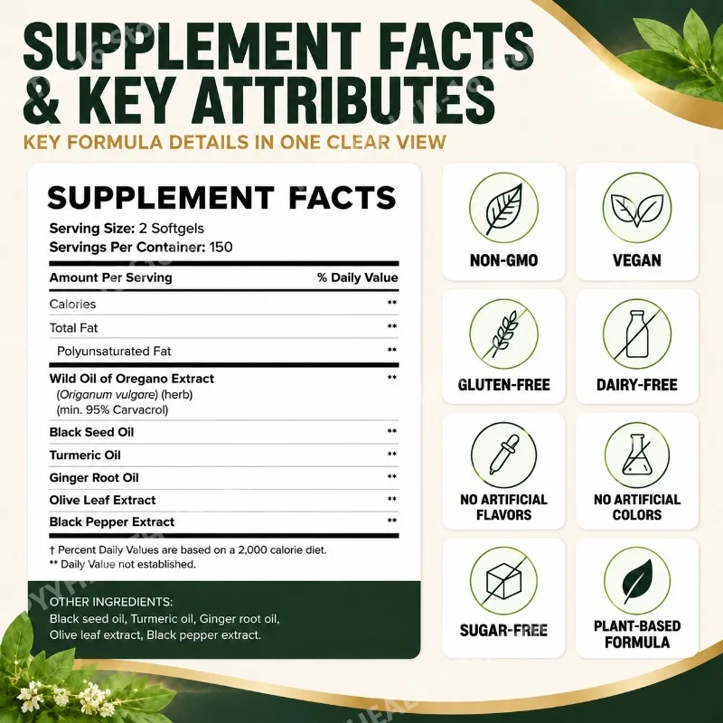 Googeer Oil of Oregano Softgels with Black Seed Oil, Turmeric & Ginger, Everyday Wellness and Digestive Support, 300 Softgels