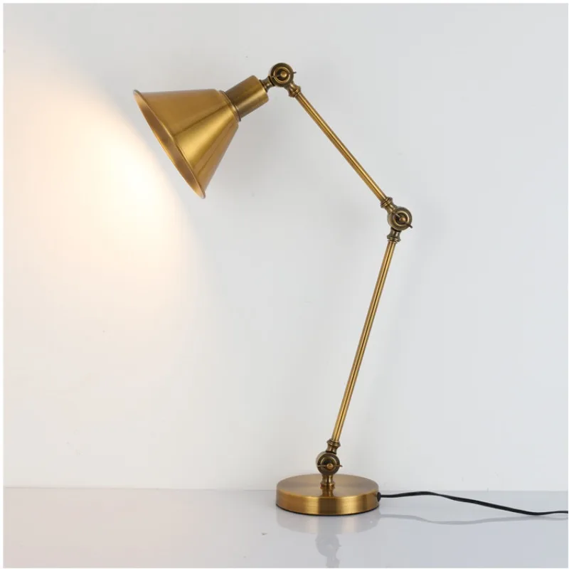 American Retro Industrial Style Floor Lamps Plug in Iron Industrial Desk Table Lights Work Mechanical Long Arm Folding Fixtures