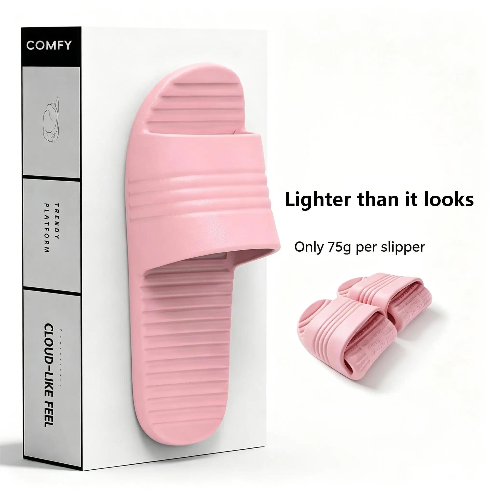 Ladies Ultra-light EVA Open Toe Slides Foldable Portable Travel Slippers Non-slip Shower Home Walking Footwear