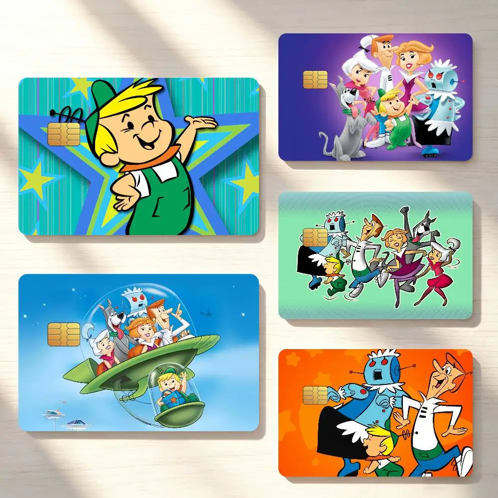 Cartoon The J-Jetsons-S Funny Credit Card Sticker Waterproof Anti-Scratch 4PCS Bank Debit Traffic Cover Decoration