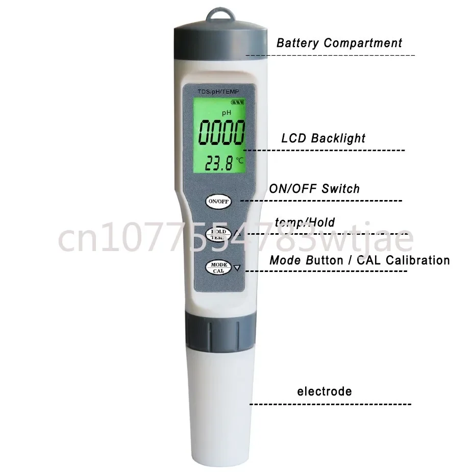 PH pen, TDS pen, multifunctional water quality testing pen, pH value, TDS temperature, three in one acidity meter testing pen