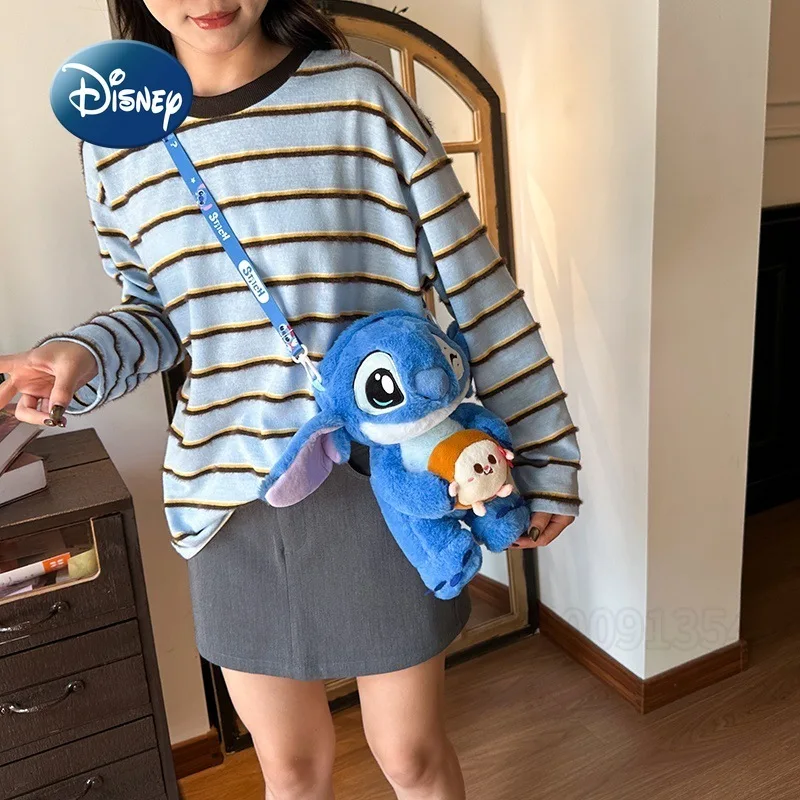 Disney Stitch Nowa Dziecięca Pluszowa Torebka Cartoon Urocza Mini Pluszowa Torba na Ramię Modna Dziecięca Pluszowa Torba na Ramię typu Crossbody