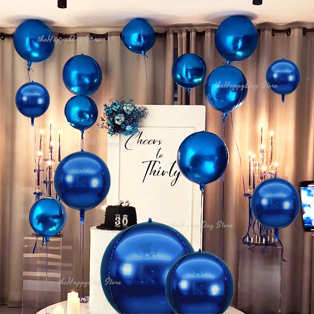 Balony foliowe 4D okrągłe, metaliczne, granatowe, 50-10 cali, balony mylarowe 4D na hel lub powietrze, globosy na urodziny, wesele, dekoracje na przyjęcie ujawnienia płci dziecka.