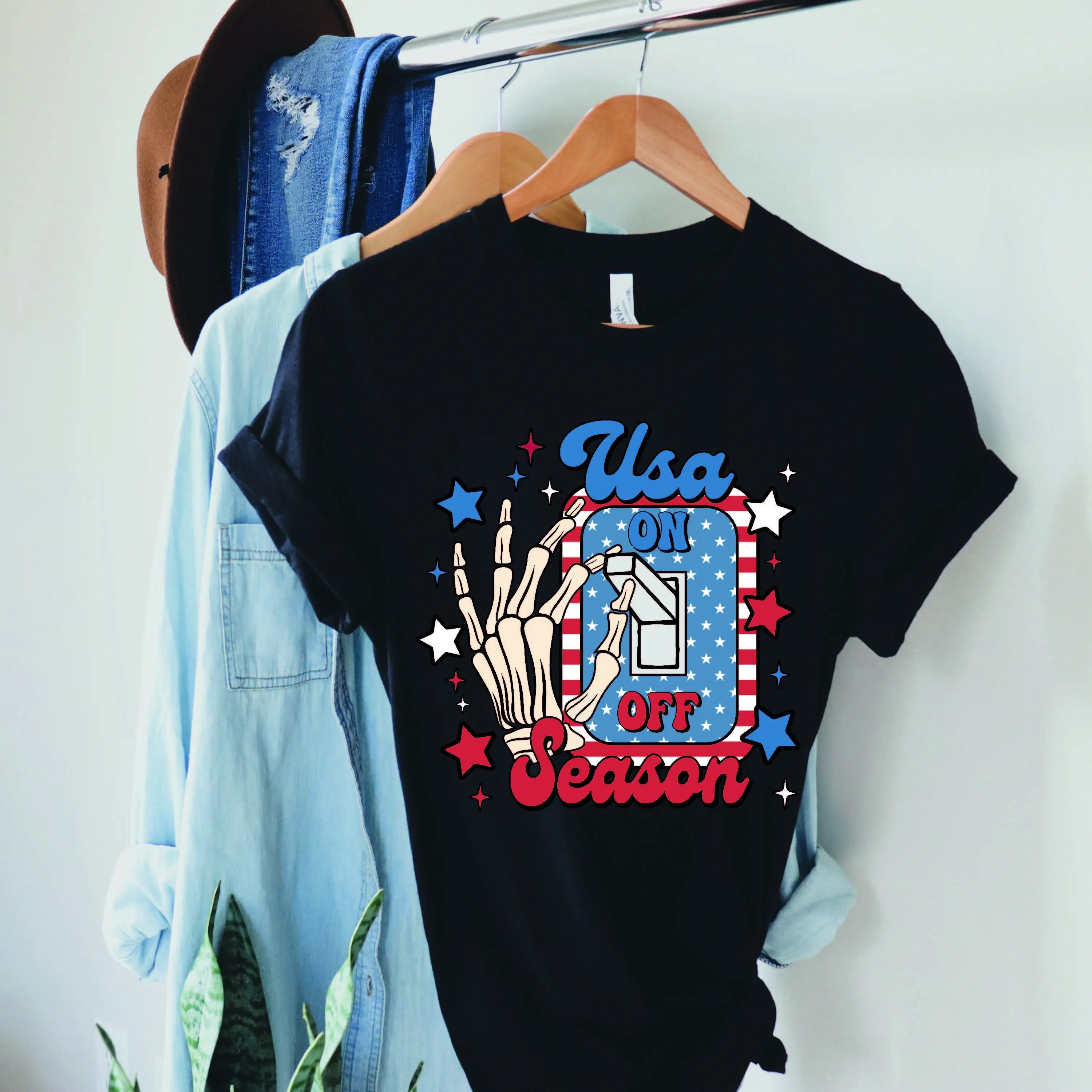 Usa Season On Off T Shirt 4Th Of July Independence Day America Memorial For American Patriotic