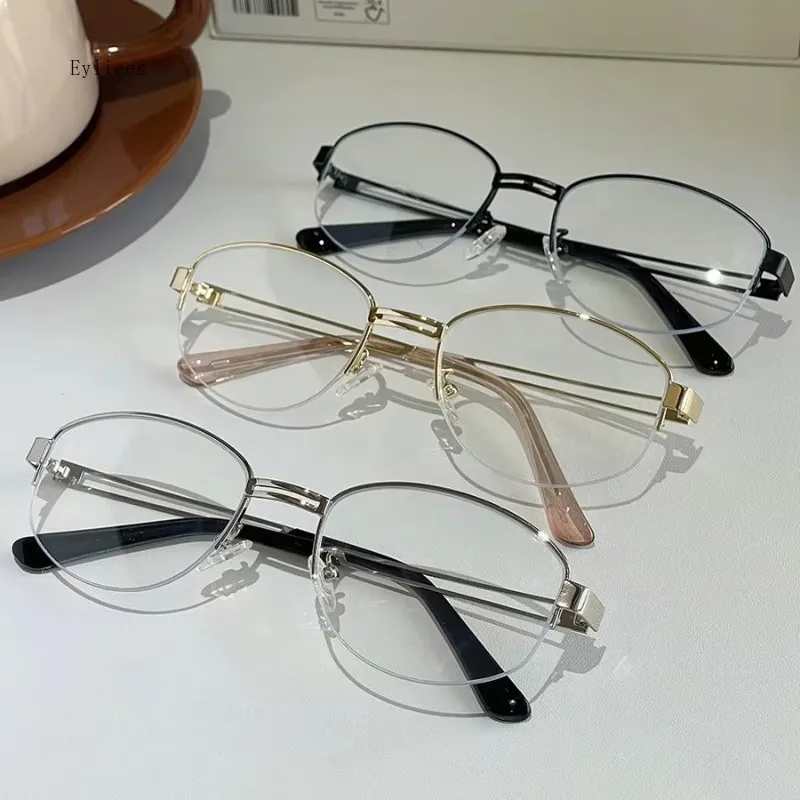 

New Oval Half Frame Anti Blue Light Glasses Women Men Blue Light Blocking Eyewear Reading Computer Optical Spectacle Eyeglasses