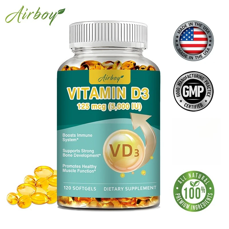 

Капсулы витамина D3 — поддерживает здоровье иммунитета, способствует впитыванию кальция и силу кости, обеспечивает энергию, без GMO.