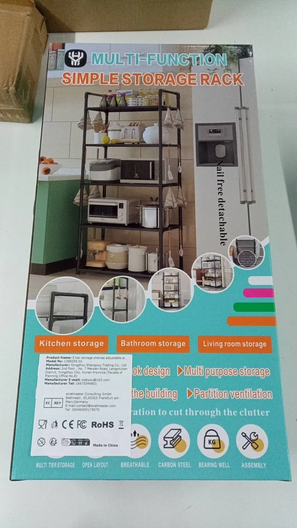 

5 Tier Storage Shelves Adjustable Shelving Unit 66 Lbs Capacity Storage Rack for Kitchen Pantry Closet Bathroom Laundry