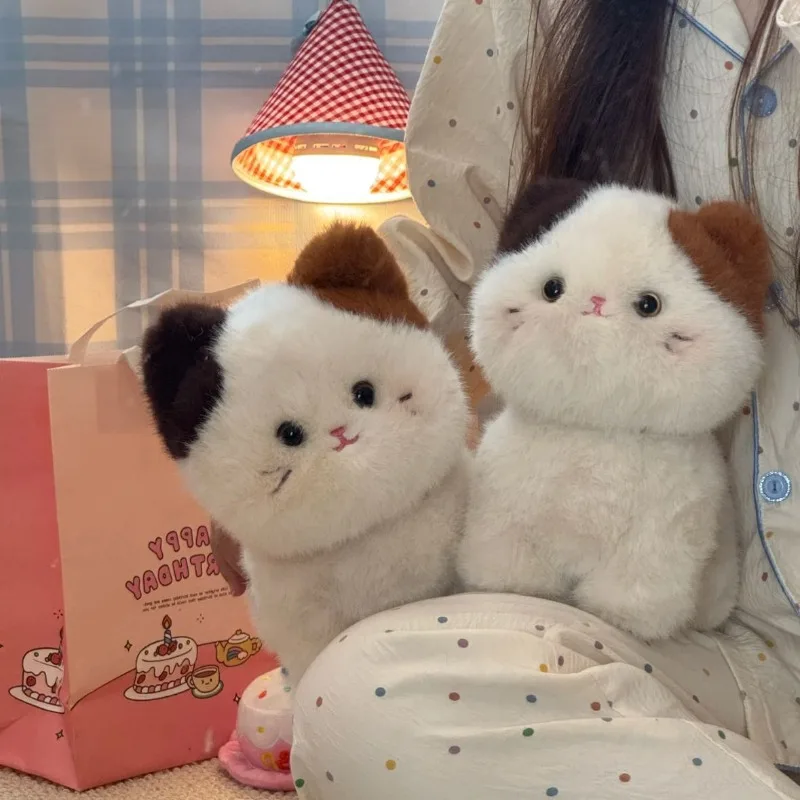 Lifelike Calico Cat Plush Toy, Cute Kitty Table Ornament, Home Decor, Soothing Doll, Birthday Gift-Girl，Home Decoration Crafts