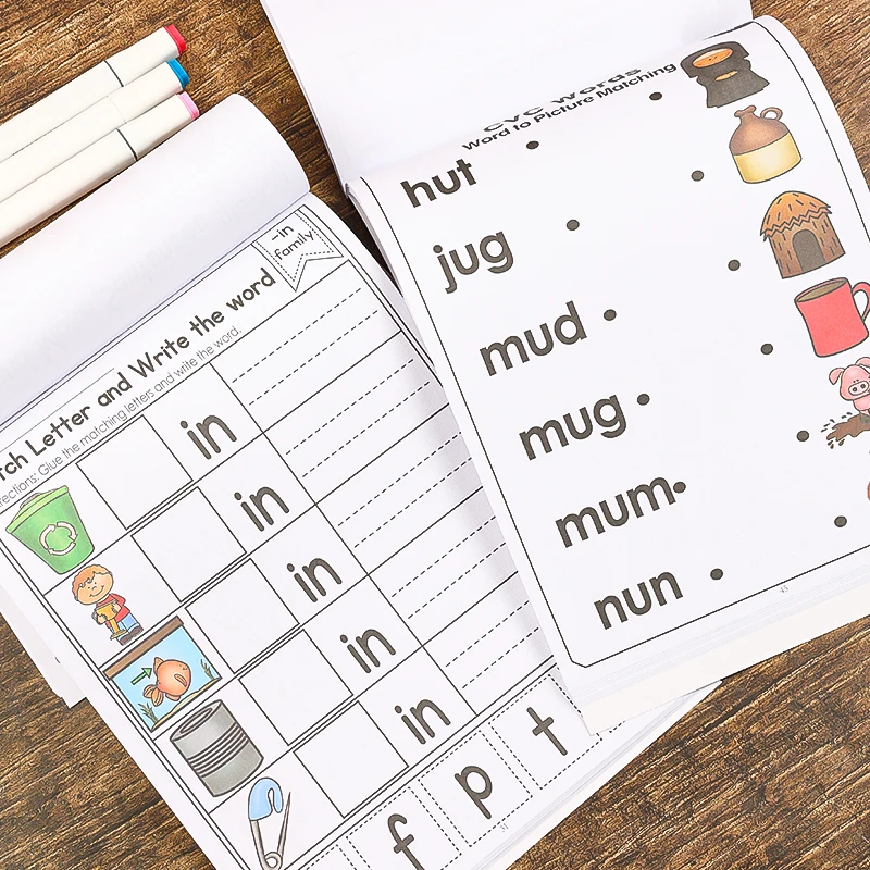 54/60pcsLearning reading and writing vocabulary activities using CVC: Phonics activities including word tracing, word connection