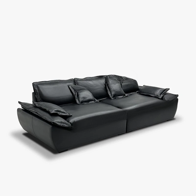 

Leather down sofa Italian minimalist modern light luxury lazy Internet celebrity straight row living room matte cloth sofa