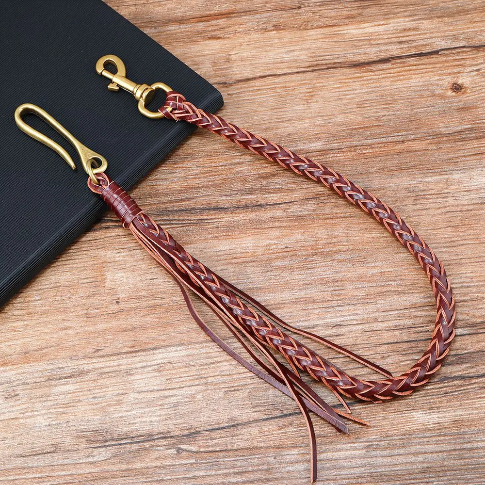 Leather Braided Pants Chain Punk Style Hip Hop Tassel Waist Belt Unisex Adjustable Retro Fashion Accessory