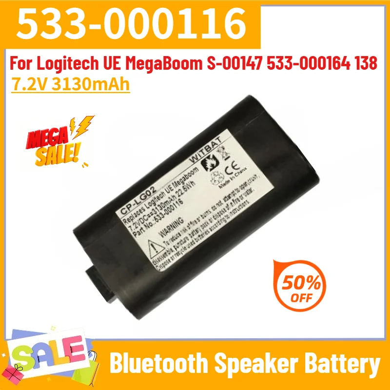 533-000116 High Quality Battery 7.2V 3130mAh for Logitech UE MegaBoom S-00147 533-000164 138 Bluetooth Speaker Battery