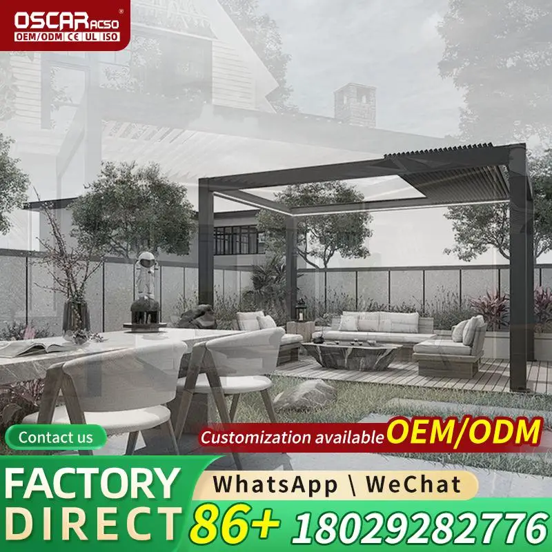 3x4m Aluminum Bioclimatic Modern Style Outdoor Waterproof easily assembled Orientable Pergola Garden Tent Suitable for Backyard