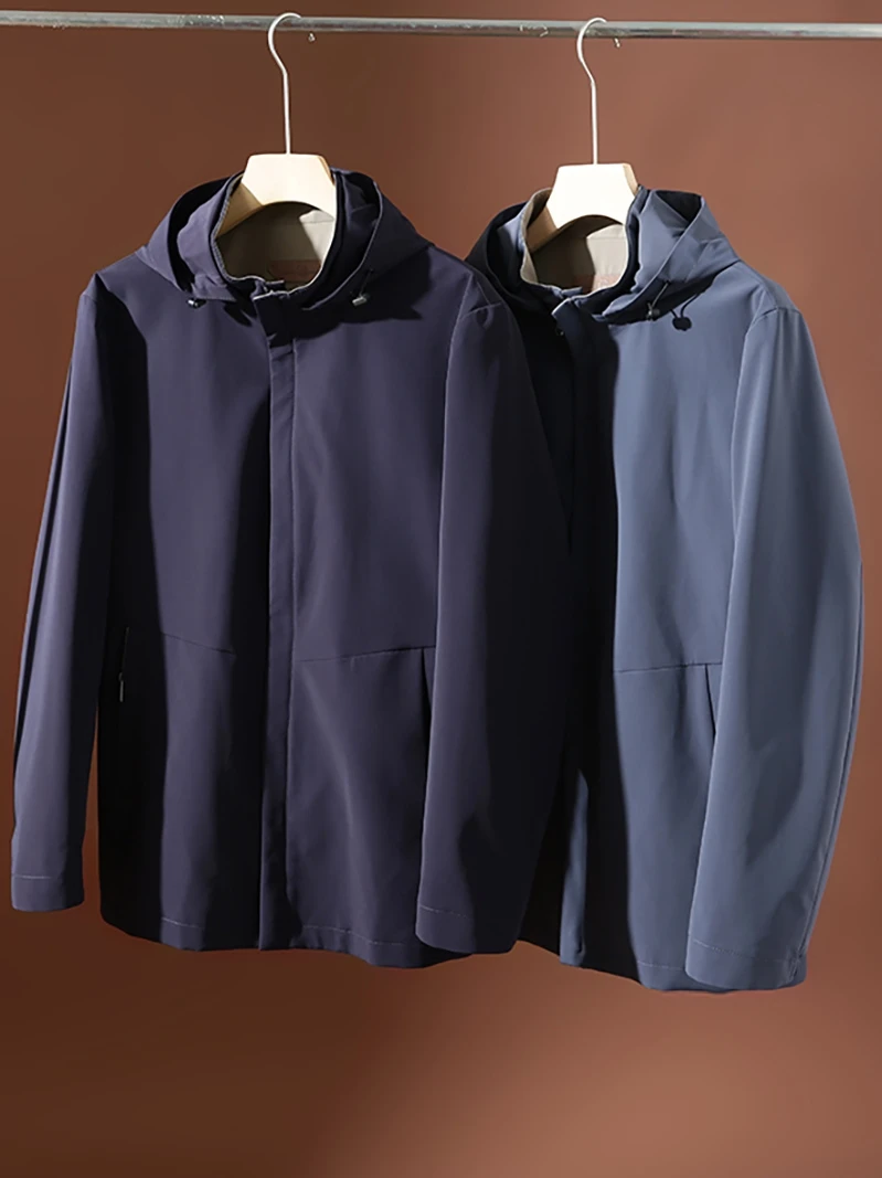 

Мужская куртка с капюшоном, гладкая, немнущаяся, повседневная, со съемным капюшоном, для бизнеса и активного отдыха, модная, городская, свободного кроя, удлиненная