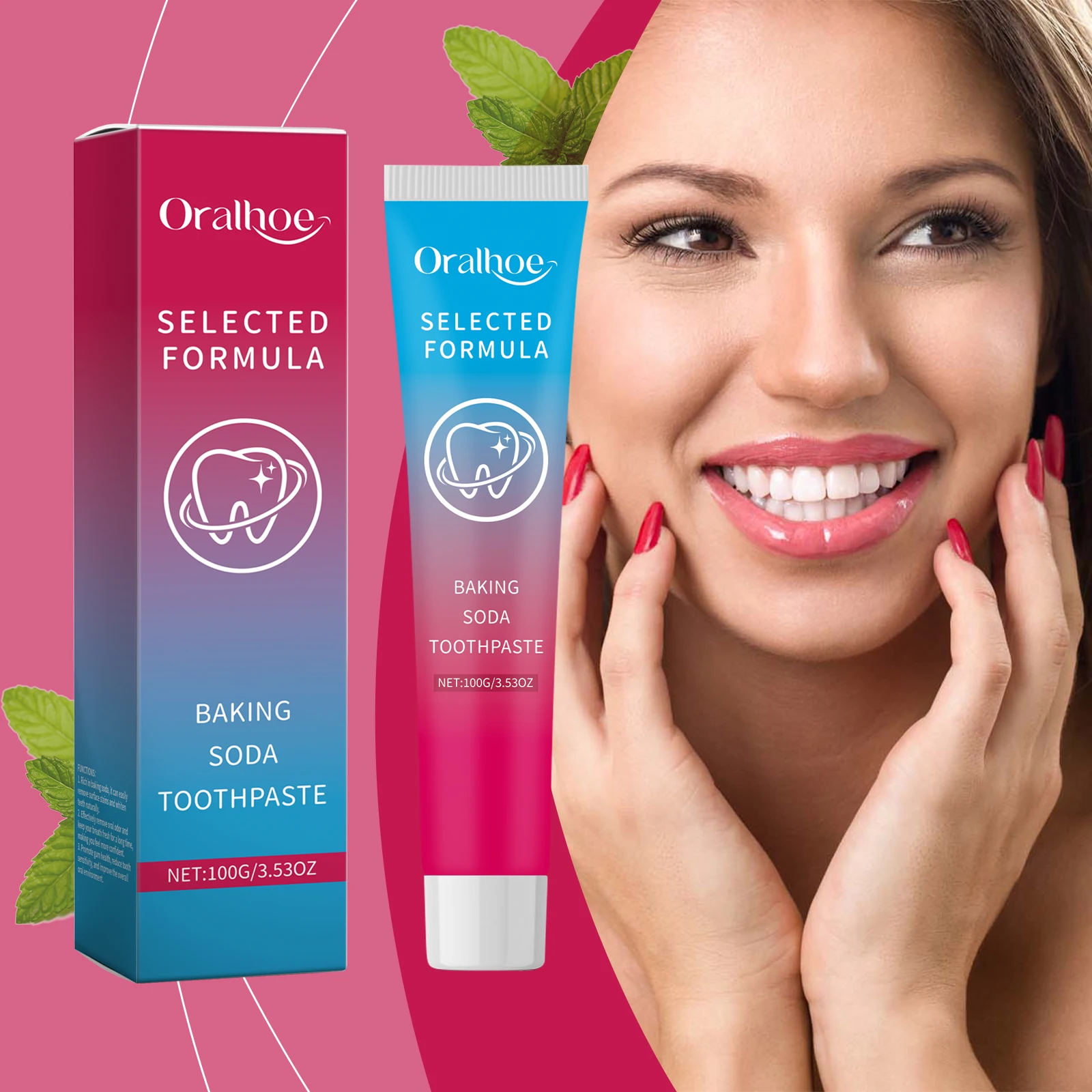 

Baking Soda Toothpaste Selected Formula Mint Fresh Teeth Cleaning Care Anticavity Enamel Safe Bright Smile Teeth Toothpaste