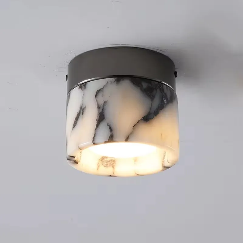 Retro Nordic Ceiling Lamp Natural Stone Cylinder Lights for Living Room Bedroom Corridor Vintage Ceiling Light Sconce Art Decor