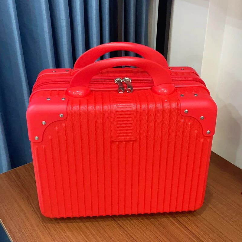 赤いウェディングトランクハンドヘルド荷物ボックス女性用メイクアップボックスブライダルギフト旅行スーツケースコンパニオンギフト小物入れボックス