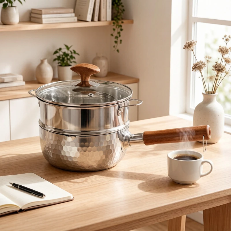 316L Stainless Steel Snow Pea Pan for Induction, Small Non-Stick Pot for Noodles ,Food Cookware, Corrosion-Proof Anti-Oxidation