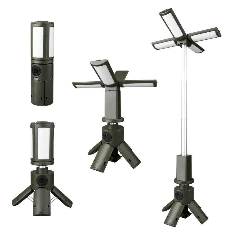 Folding Camping Light Portable Telescopic Lanterns Built-in 8000mAh Outdoor Waterproof Power Bank Lamp With Triangle Stand Base