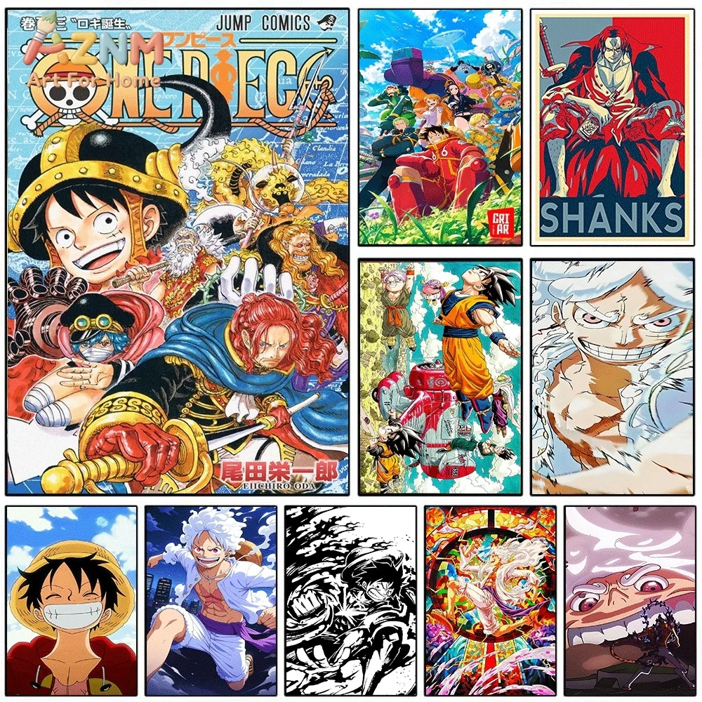 One Piece Anime Canvas Wall Art No Frame Luffy Shanks Gear 5 Nika Manga Print Painting Bedroom Living Room Home Wall Decor Pos