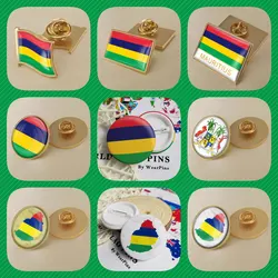 Mauritius Mauritians Map Flag National Emblem Brooches Badges Lapel Pins
