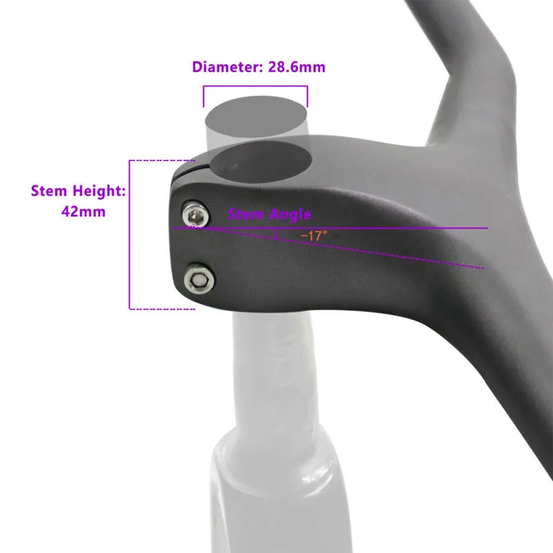 SPEED MTB Integrated Handlebar Carbon Fiber One-shaped Handlebar Stem mount -17 ° 600-800MM bike frame 28.6mm fork bicycle parts