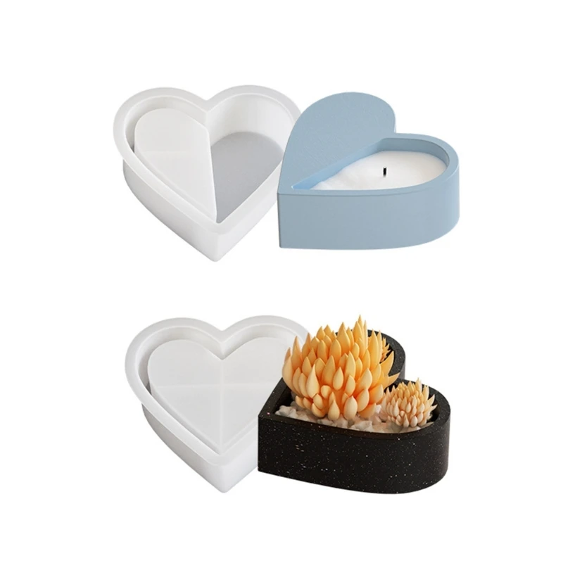 Heart Shaped Silicone Mold for Plaster Cup Stylish Flower Pots Molds Epoxy Resin Holder Decoration Mould