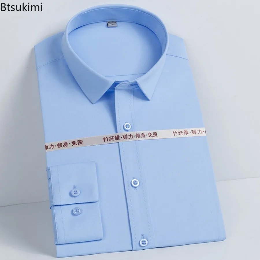 2025 New Men's Long-sleeved Dress Shirts Spring Autumn Business Casual Lapel Buttons Formal Shirts High-end Classic White Shirts