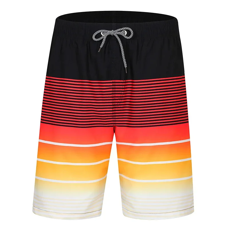 Gradient Stripes Graphic Swim Trunks For Men Colorful Splicing 3D Printed Short Pants Summer Hawaii Surf Swimsuit Beach Shorts