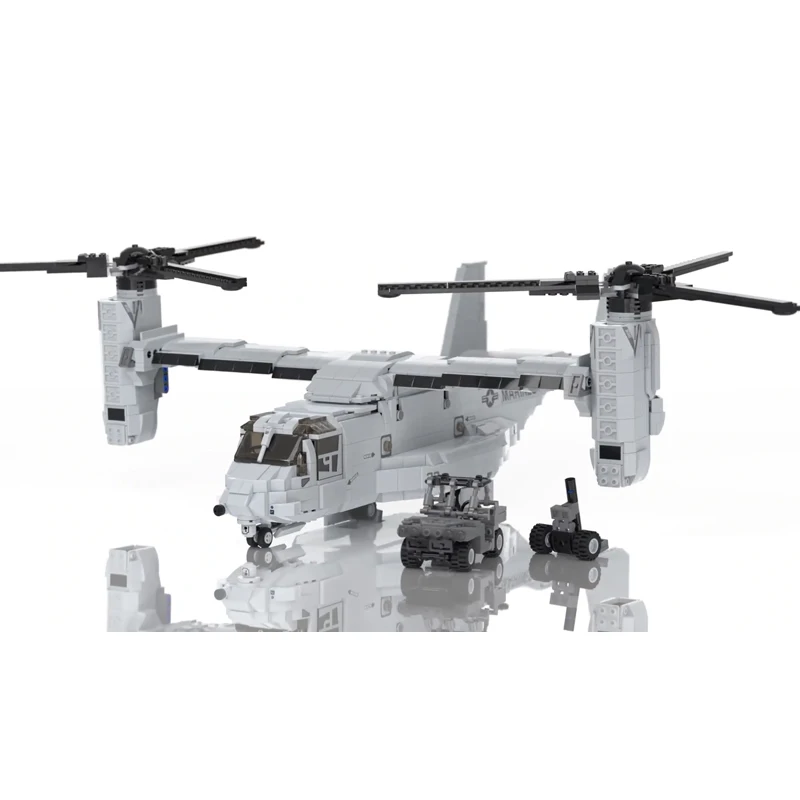 MV-22 Military Tiltrotor Aircraft Model MOC Building Bricks War Equipment Modular Technology Gifts Holiday Assemble Children Toy