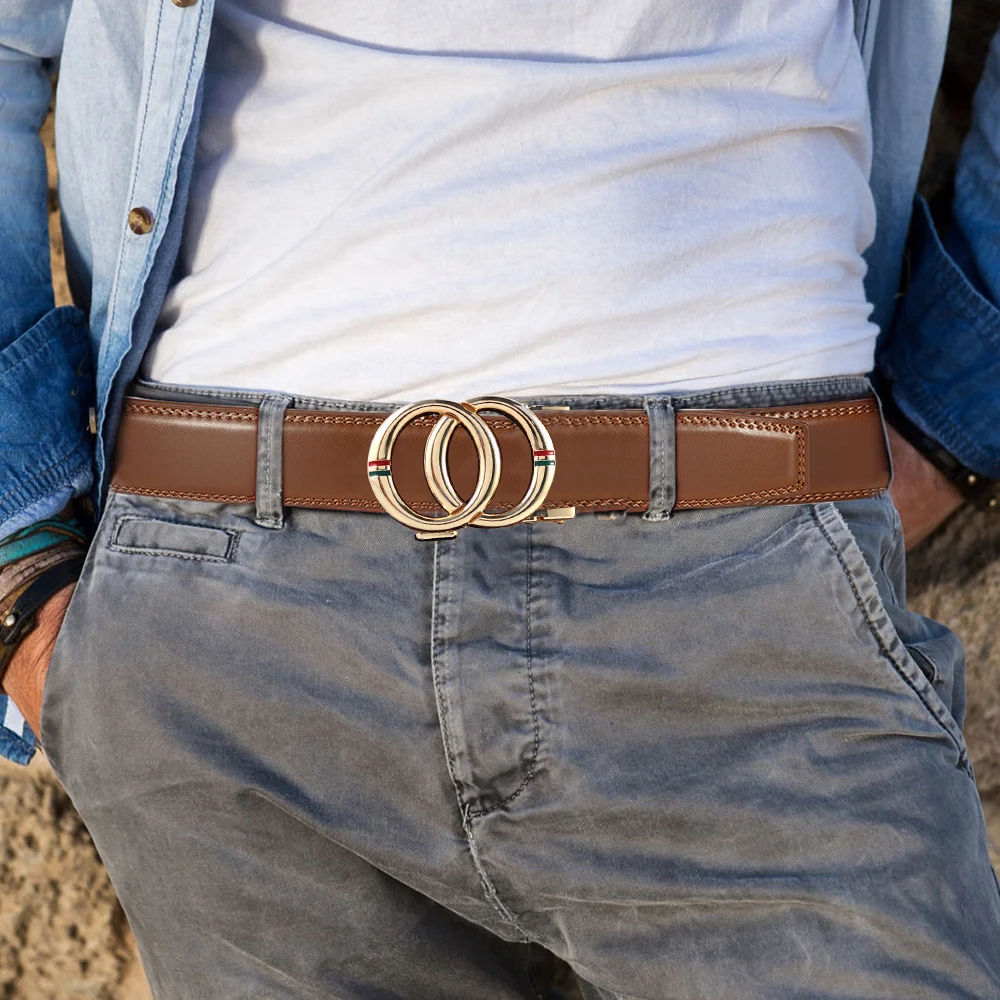 Male Buckle Belt Luxury Designer Two-layer Cowhide Belt  Men Waist Belts for Jeans Waistband High Quality Tactical Canvas Belt