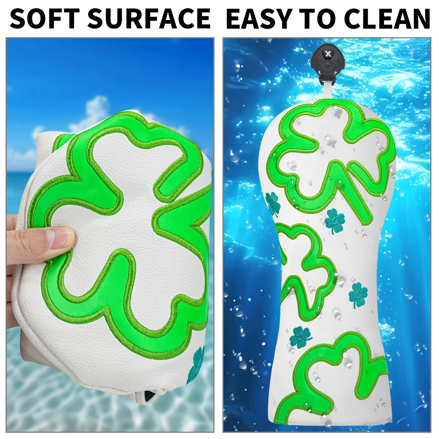 1pc/3pcs Clover Design Golf Club Covers, Including Driver, Fairway Wood, Hybrid; Funny Golf Club Head Covers - Suitable for Male image 4