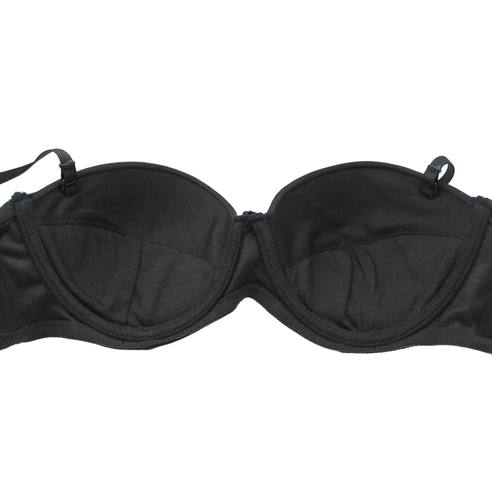 Mierside A211 Black Sexy Size 1/2 Cup Detachable Strap Strapless Bra Invisible Solid Bras Wedding Bralette 30/32/34/36/38 ABCD